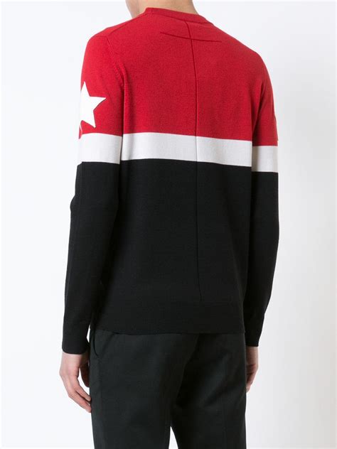 givenchy red stars patch sweater|Givenchy knitwear for men.